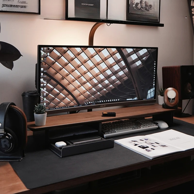 Desk Setup Workspace - Premium monitorstandaard met laden Computerbureau Riser