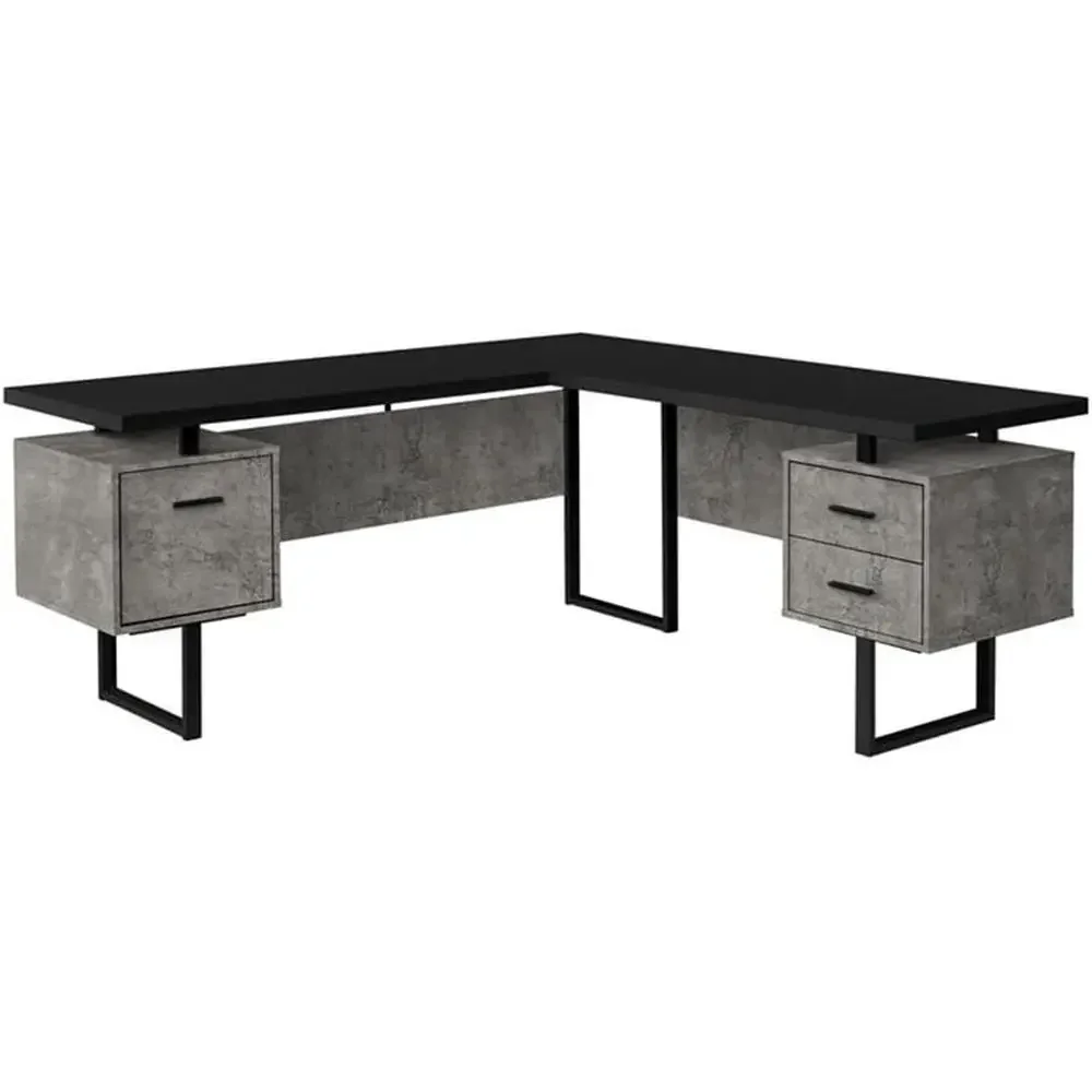 L Shaped Desk Setup - L-vormig 70-computerbureau met opbergruimte voor thuiskantoor,
