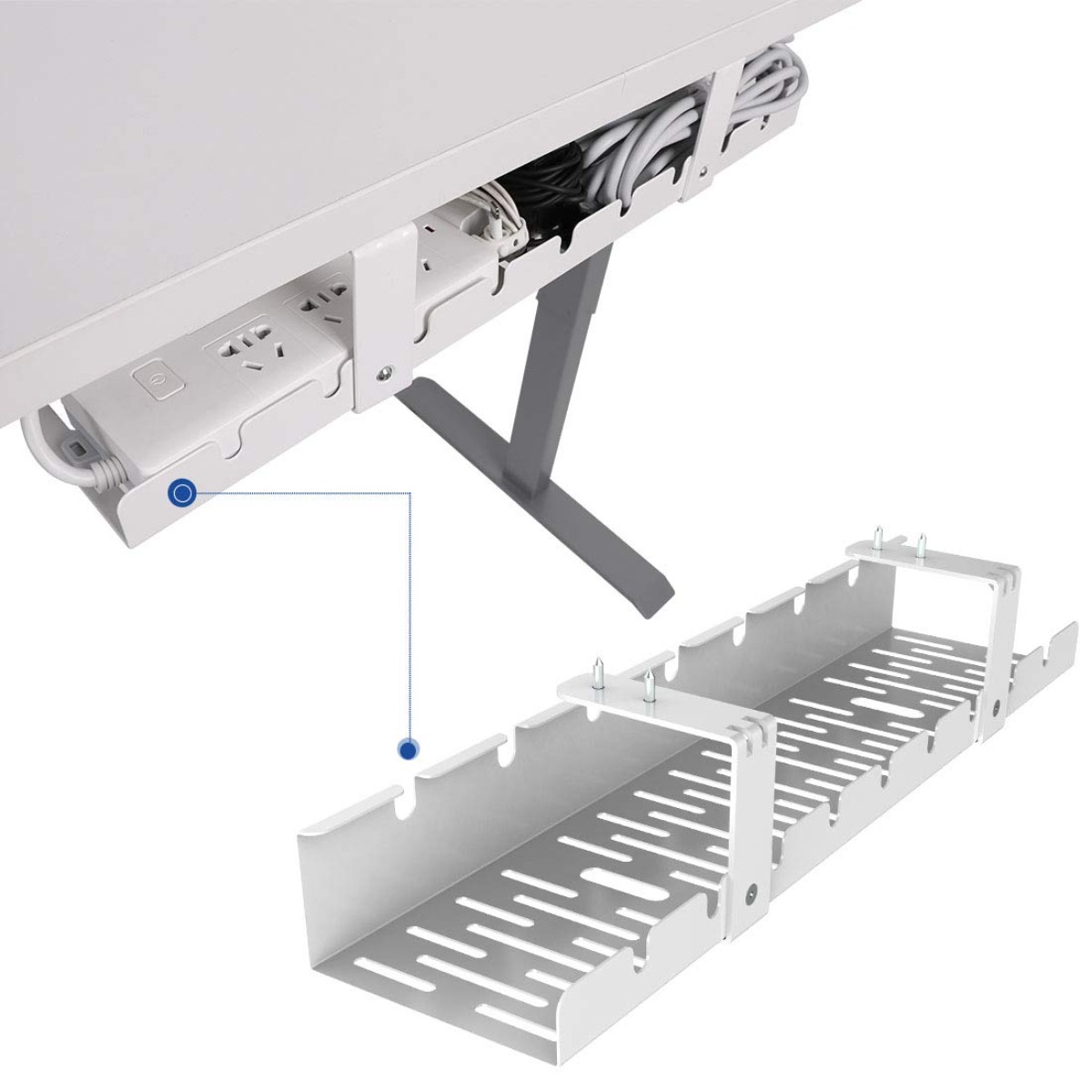 Desk Setup Workspace - Kabelmanagementbak Bureau-organizer Onder de tafel Draadrek